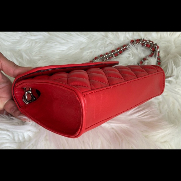 Rebecca Minkoff Small Affair Quilted Chain Crossbody Fire Engine Red - Picture 5 of 8